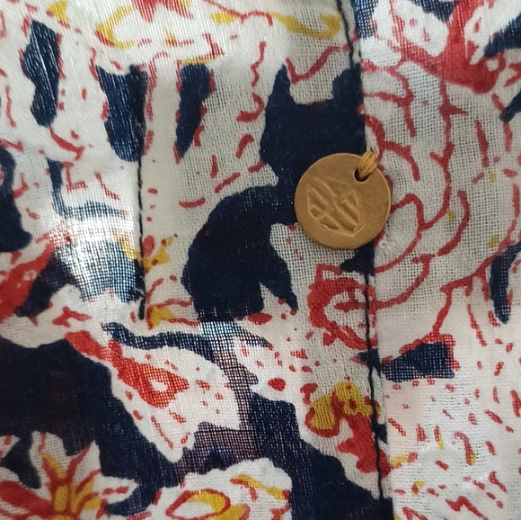 Antik Batik M/40 Navy Andre Dress 100% Cotton Long Sleeve Buttons Ruffles - Picture 16 of 16